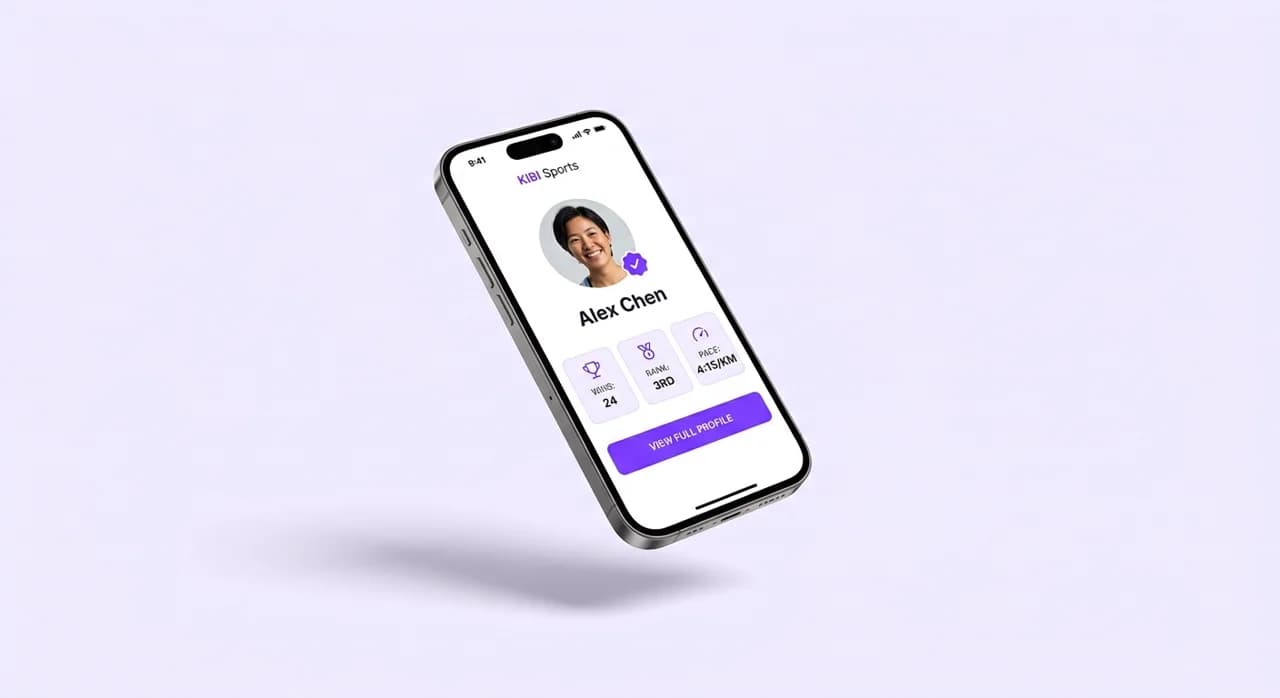 KIBI Sports athlete profile screen in the mobile app